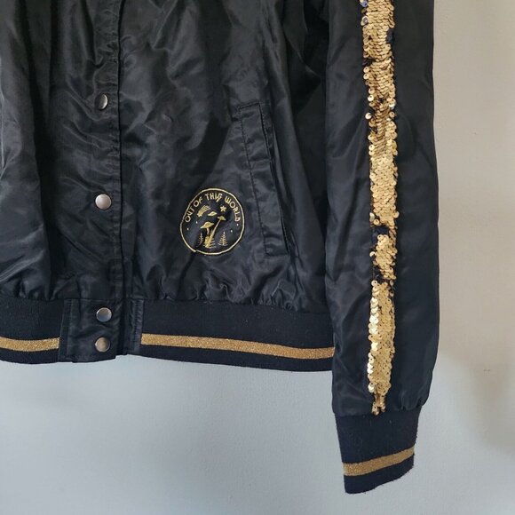 Torrid I Need My Space Jacket Sequin Bomber Pearl Snap Button 2 - Picture 4 of 4